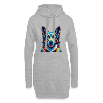 Berger Bohême Chien Race Dessin Animé Kawaii - Sweat-shirt à capuche long Femme - gris chiné - Devant
