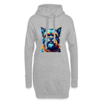 Griffon belge Chien Race Coloré Dessin animé Kawaii - Sweat-shirt à capuche long Femme - gris chiné - Devant