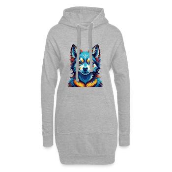Alaskan Klee Kai Chien Race Coloré Dessin Animé Kawaii - Sweat-shirt à capuche long Femme - gris chiné - Devant