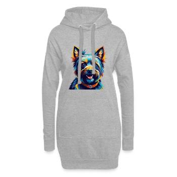 Australian Silky Terrier Hunderasse Karikatur Kawaii - Hoodie-Kleid - Grau meliert - Vorne