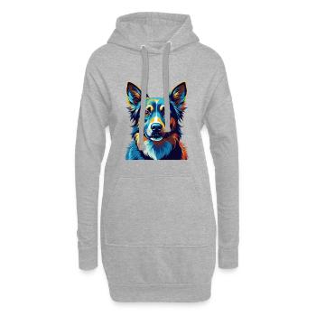 Alano Español Race de chien Coloré Dessin animé Kawaii - Sweat-shirt à capuche long Femme - gris chiné - Devant