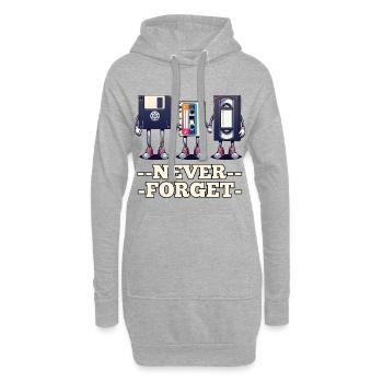 Diskette, Kassette, VHS - Niemals vergessen - Hoodie-Kleid - Grau meliert - Vorne