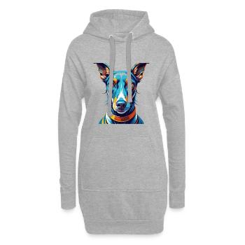 Rampur lévrier chien race coloré dessin animé Kawaii - Sweat-shirt à capuche long Femme - gris chiné - Devant