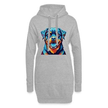 Rottweiler Chien Race Coloré Dessin Animé Kawaii - Sweat-shirt à capuche long Femme - gris chiné - Devant