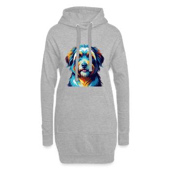 Chien de berger des Pyrénées race Dessin animé coloré Kawaii - Sweat-shirt à capuche long Femme - gris chiné - Devant