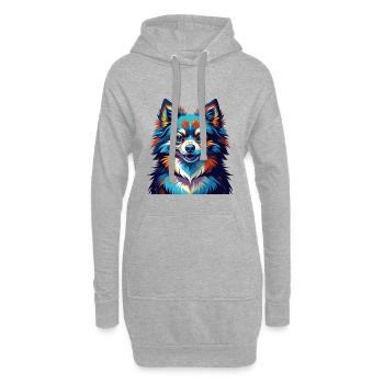 Pommersche Deutsche Spitz Hunderasse Karikatur Kawaii - Hoodie-Kleid - Grau meliert - Vorne