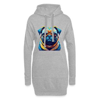 Mops Hund Rasse Buntes Aquarell Karikatur Kawaii - Hoodie-Kleid - Grau meliert - Vorne