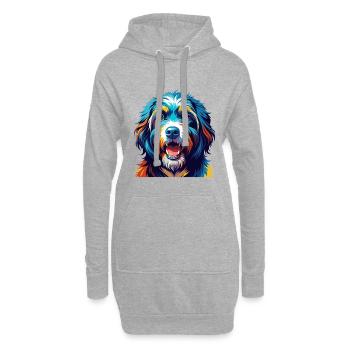 Chien de berger portugais race coloré dessin animé Kawaii - Sweat-shirt à capuche long Femme - gris chiné - Devant