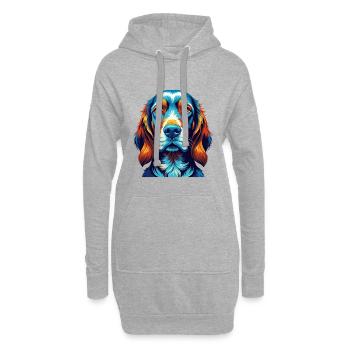 Redbone Coonhound Chien Race Dessin animé Kawaii - Sweat-shirt à capuche long Femme - gris chiné - Devant
