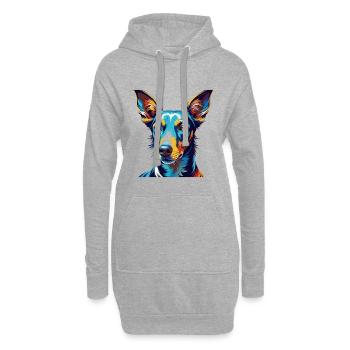 Podenco Ibizenco Hunderasse Bunte Karikatur Kawaii - Hoodie-Kleid - Grau meliert - Vorne