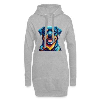 Rottweiler Chien Race Coloré Dessin Animé Kawaii - Sweat-shirt à capuche long Femme - gris chiné - Devant