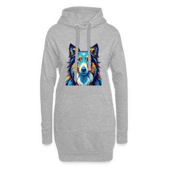 Rough Collie Chien Race Coloré Dessin animé Kawaii - Sweat-shirt à capuche long Femme - gris chiné - Devant