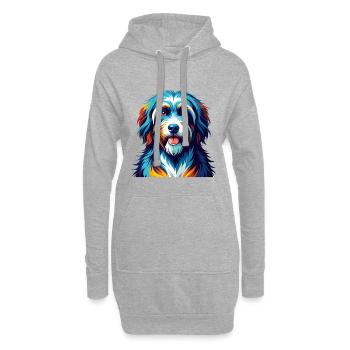 Chien de berger des plaines polonais race dessin animé Kawaii - Sweat-shirt à capuche long Femme - gris chiné - Devant