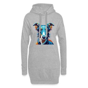 Lévrier polonais Chien race Coloré Dessin animé Kawaii - Sweat-shirt à capuche long Femme - gris chiné - Devant