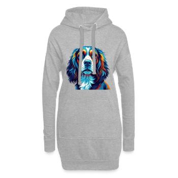 Pont Audemer Epagneul Chien Race Dessin Animé Kawaii - Sweat-shirt à capuche long Femme - gris chiné - Devant