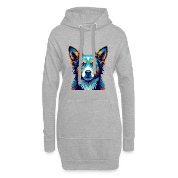 Chien Podengo Portugais Race Dessin Animé Kawaii - Sweat-shirt à capuche long Femme - gris chiné - Devant