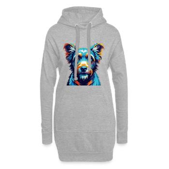 Pumi Hunderasse Buntes Aquarell Karikatur Kawaii - Hoodie-Kleid - Grau meliert - Vorne