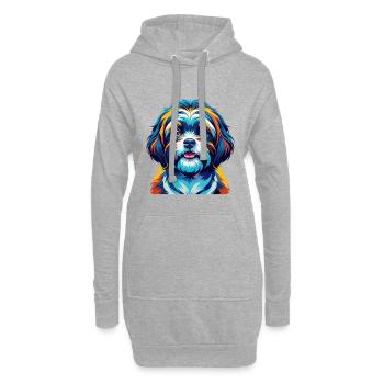 Shih Poo Hunderasse Bunte Karikatur Kawaii - Hoodie-Kleid - Grau meliert - Vorne
