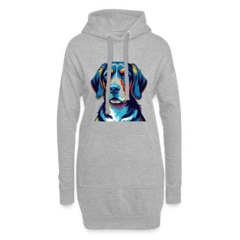 Serbische dreifarbige Hunderasse Karikatur Kawaii - Hoodie-Kleid - Grau meliert - Vorne