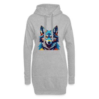 Saarloos Wolfdog Rasse Bunte Karikatur Kawaii - Hoodie-Kleid - Grau meliert - Vorne