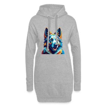 Weißer Schäferhund Hunderasse Bunte Karikatur Kawaii - Hoodie-Kleid - Grau meliert - Vorne