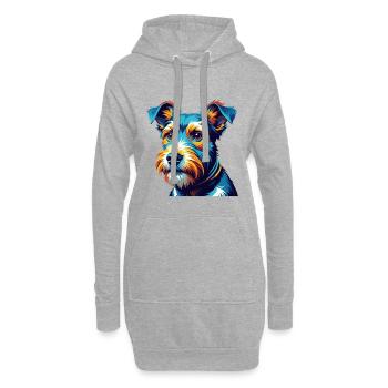 Fil Fox Terrier Chien Race Coloré Dessin Animé Kawaii - Sweat-shirt à capuche long Femme - gris chiné - Devant