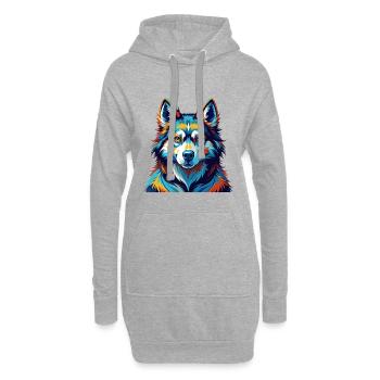 Seppala Sibirische Schlittenhunderasse Karikatur Kawaii - Hoodie-Kleid - Grau meliert - Vorne
