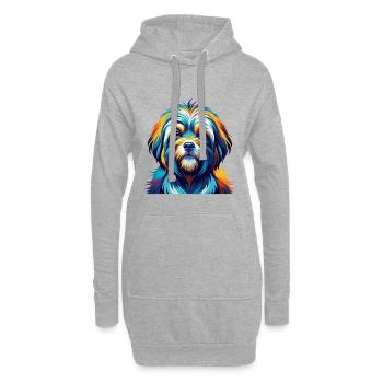 Tibetische Kyi Apso Hunderasse Bunte Karikatur Kawaii - Hoodie-Kleid - Grau meliert - Vorne