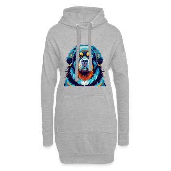 Tibetische Dogge Hunderasse Bunte Karikatur Kawaii - Hoodie-Kleid - Grau meliert - Vorne