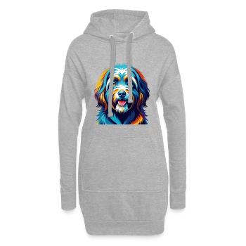 Tibetan Terrier Hunderasse Bunte Karikatur Kawaii - Hoodie-Kleid - Grau meliert - Vorne