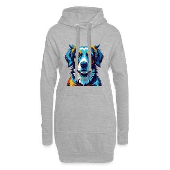 Chien de chasse russe race Dessin animé coloré Kawaii - Sweat-shirt à capuche long Femme - gris chiné - Devant