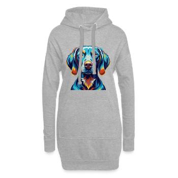 Braque de Weimar Chien Race Coloré Dessin Animé Kawaii - Sweat-shirt à capuche long Femme - gris chiné - Devant