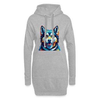 Westsibirische Laika Hunderasse Karikatur Kawaii - Hoodie-Kleid - Grau meliert - Vorne