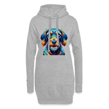 Drahthaariger Dackel Hunderasse Karikatur Kawaii - Hoodie-Kleid - Grau meliert - Vorne