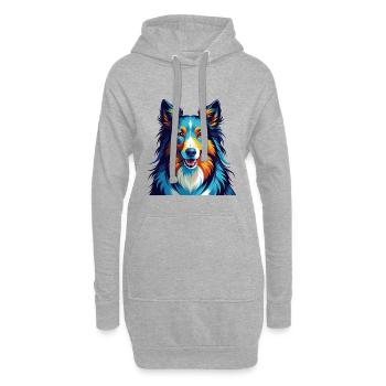 Scotch Collie Hunderasse Bunte Karikatur Kawaii - Hoodie-Kleid - Grau meliert - Vorne