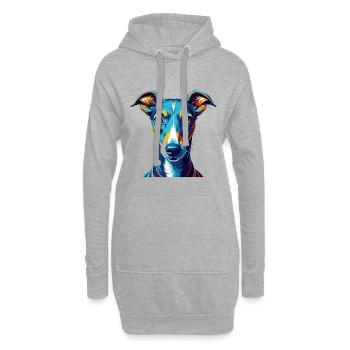 Whippet Chien Race Coloré Dessin Animé Kawaii - Sweat-shirt à capuche long Femme - gris chiné - Devant