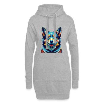 Suédois Vallhund Chien Race Coloré Dessin animé Kawaii - Sweat-shirt à capuche long Femme - gris chiné - Devant