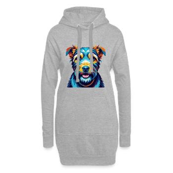 Welsh Terrier Chien Race Coloré Dessin Animé Kawaii - Sweat-shirt à capuche long Femme - gris chiné - Devant