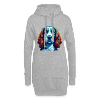Welsh Springer Spaniel Chien Race Dessin Animé Kawaii - Sweat-shirt à capuche long Femme - gris chiné - Devant