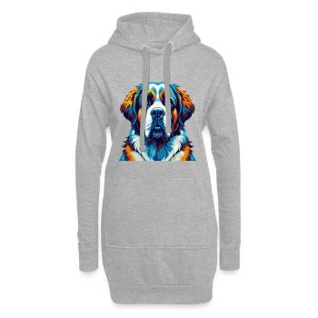 St Bernard Chien Race Coloré Dessin Animé Kawaii - Sweat-shirt à capuche long Femme - gris chiné - Devant