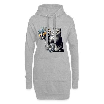 BKH Britisch Kurzhaar Katze Vase umkippen Geschenk - Hoodie-Kleid - Grau meliert - Vorne