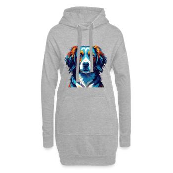 Nederlandse Kooikerhondje Race de chien Dessin animé Kawaii - Sweat-shirt à capuche long Femme - gris chiné - Devant