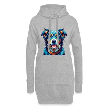 Nouvelle-Zélande Huntaway Chien Race Dessin animé Kawaii - Sweat-shirt à capuche long Femme - gris chiné - Devant