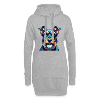 Mittelschnauzer Hunderasse Bunte Karikatur Kawaii - Hoodie-Kleid - Grau meliert - Vorne