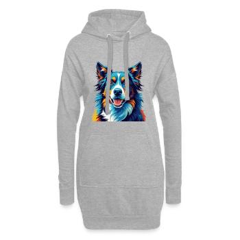 Nordamerikanischer Schäferhund Rasse Karikatur Kawaii - Hoodie-Kleid - Grau meliert - Vorne