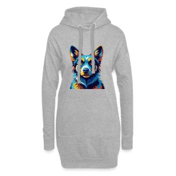 Mudi Hunderasse Buntes Aquarell Cartoon Kawaii - Hoodie-Kleid - Grau meliert - Vorne
