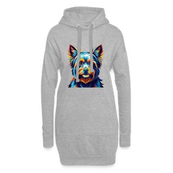 Silky Terrier Hunderasse Bunte Karikatur Kawaii - Hoodie-Kleid - Grau meliert - Vorne