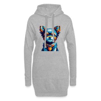 Jouet Russe Chien Race Coloré Dessin Animé Kawaii - Sweat-shirt à capuche long Femme - gris chiné - Devant