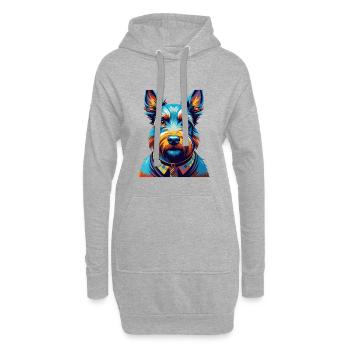 Scottish Terrier Chien Race Coloré Dessin Animé Kawaii - Sweat-shirt à capuche long Femme - gris chiné - Devant