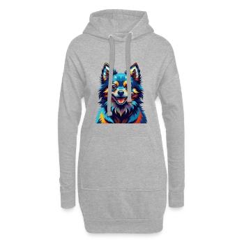 Spitz Chien Race Coloré Aquarelle Dessin Animé Kawaii - Sweat-shirt à capuche long Femme - gris chiné - Devant